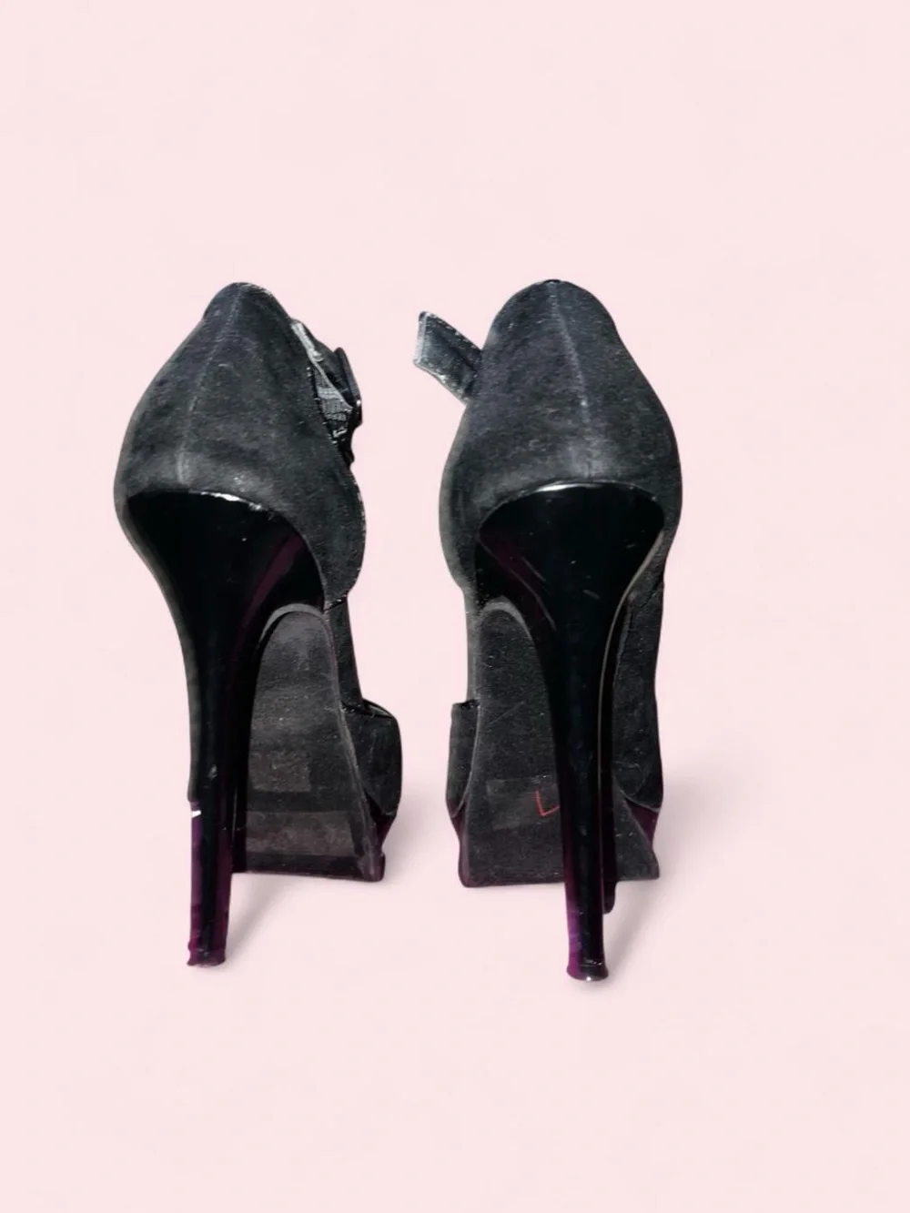 Size 8 Black Open-Toe High Heel Platform Sandals